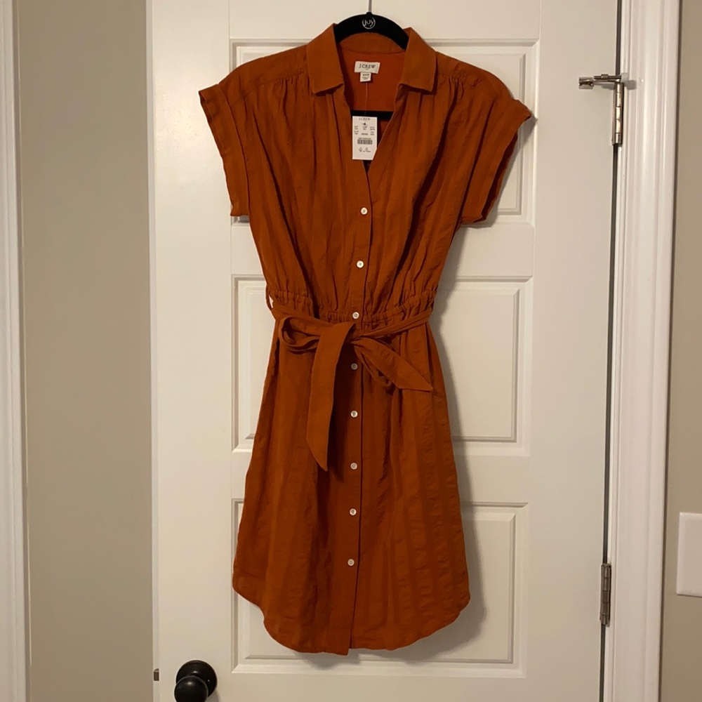 Jcrew Button-through shirtdress. Color: Tawny Spice